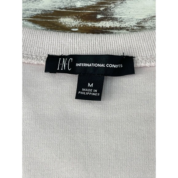 INC Sweatshirt Womens Medium Pink Sweater Pullover Gathered‎ Shoulder Glitter - Picture 7 of 10
